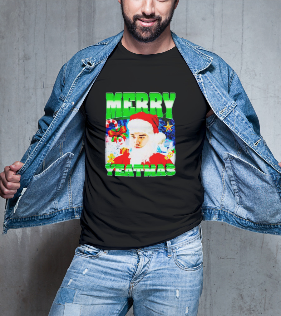Rapper Yeat Santa Merry Yeatmas Funny Christmas Holiday T-Shirt