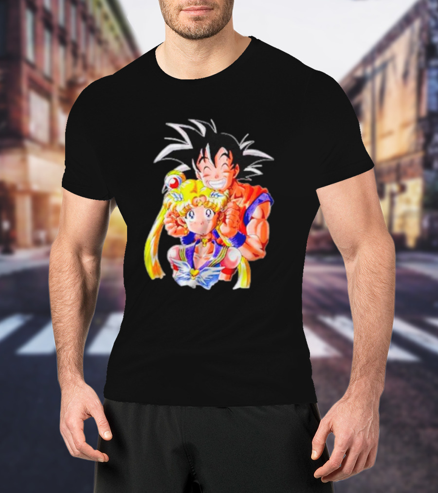 Sailor Moon And Goku Crossover Fusion Character Collaboration T-Shirt