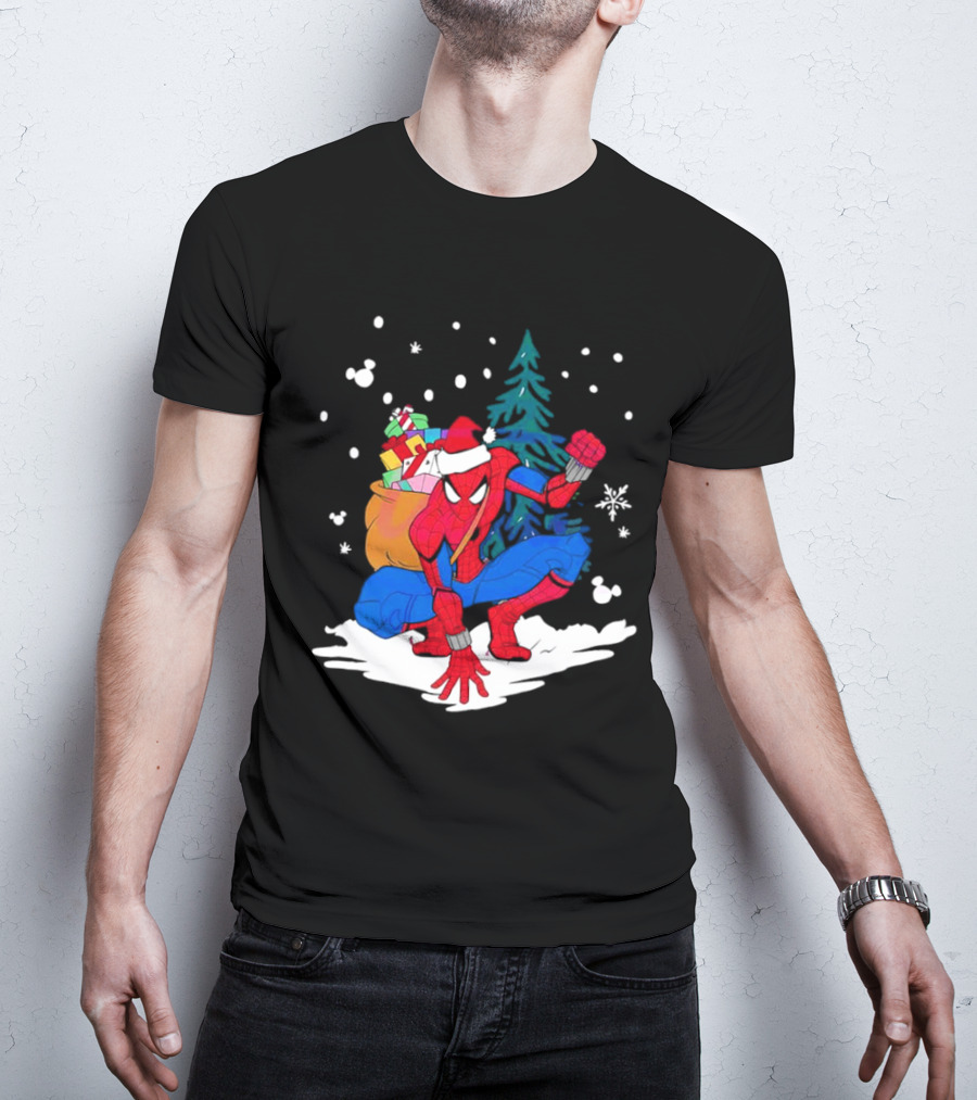 Spiderman Santa Christmas Tree Snow Presents T-Shirt