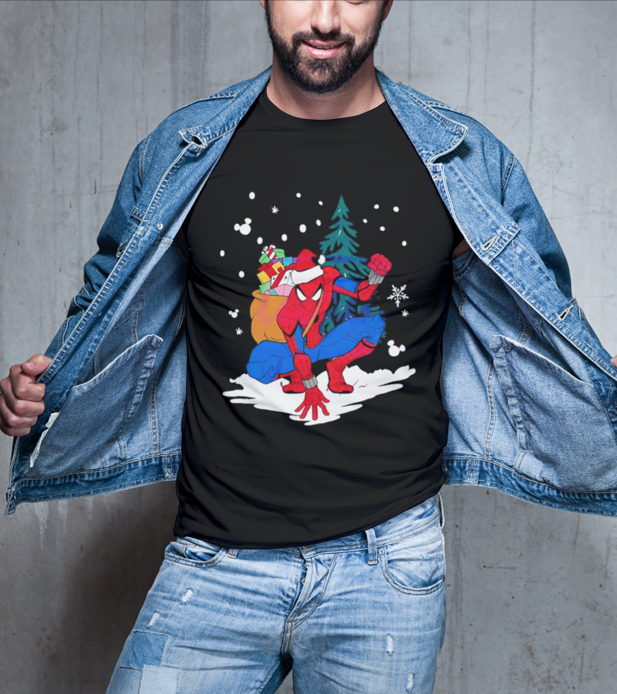 Spiderman Santa Christmas Tree Snow Presents T-Shirt