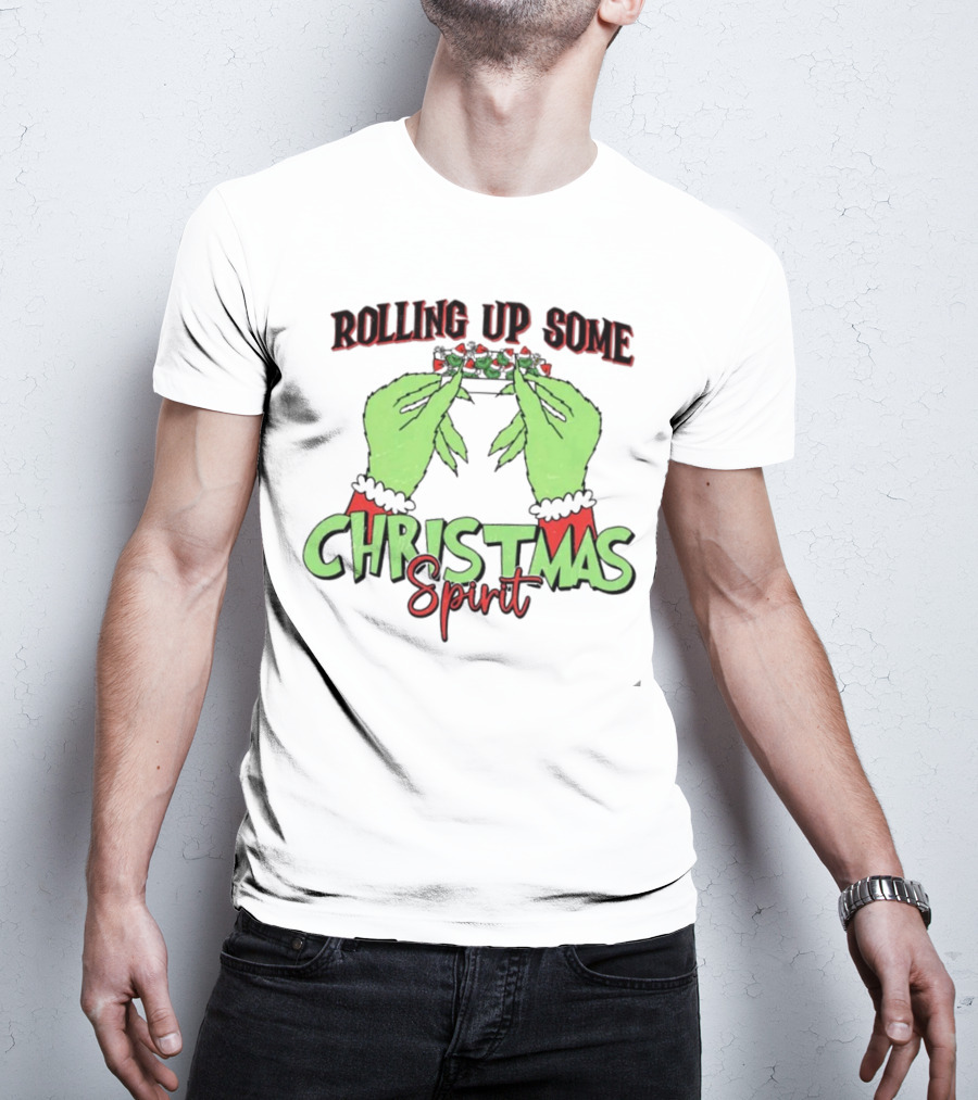Rolling Up Some Christmas Spirit Grinch's Hands Festive Vibe T-Shirt