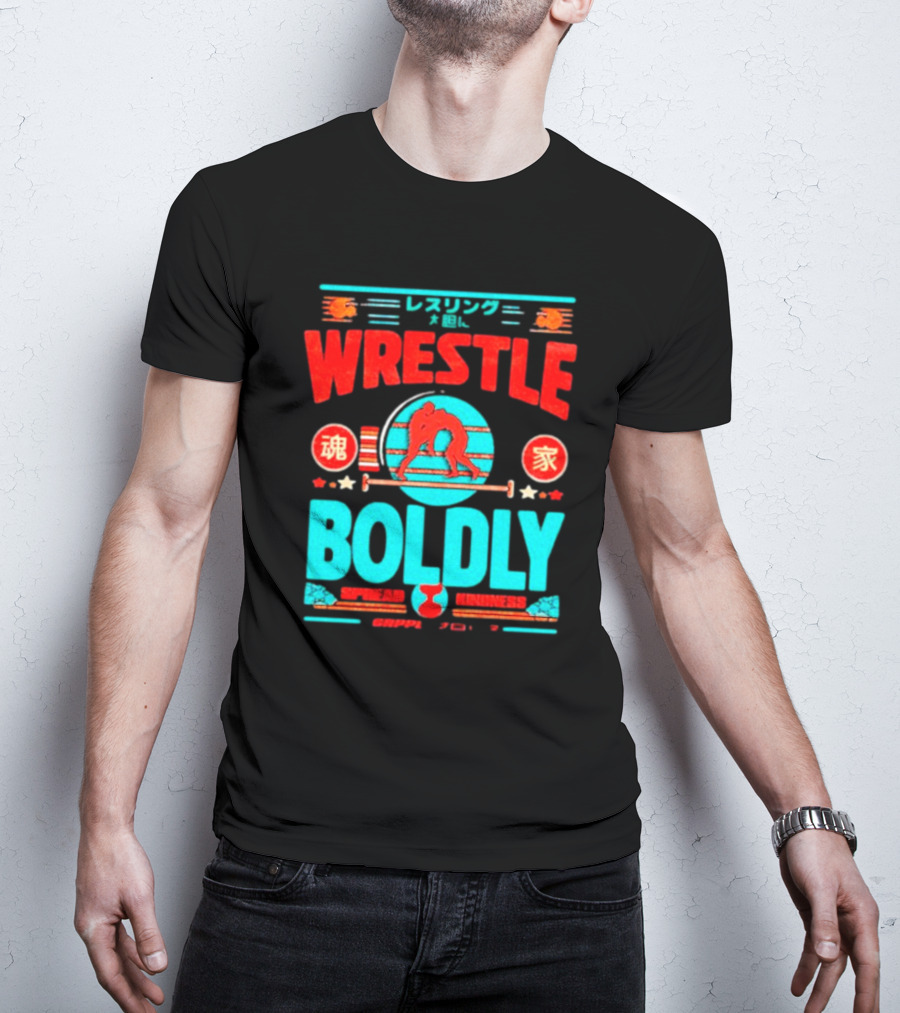 Wrestle Boldly Spread Kindness Wrestling Iconic Symbols T-Shirt
