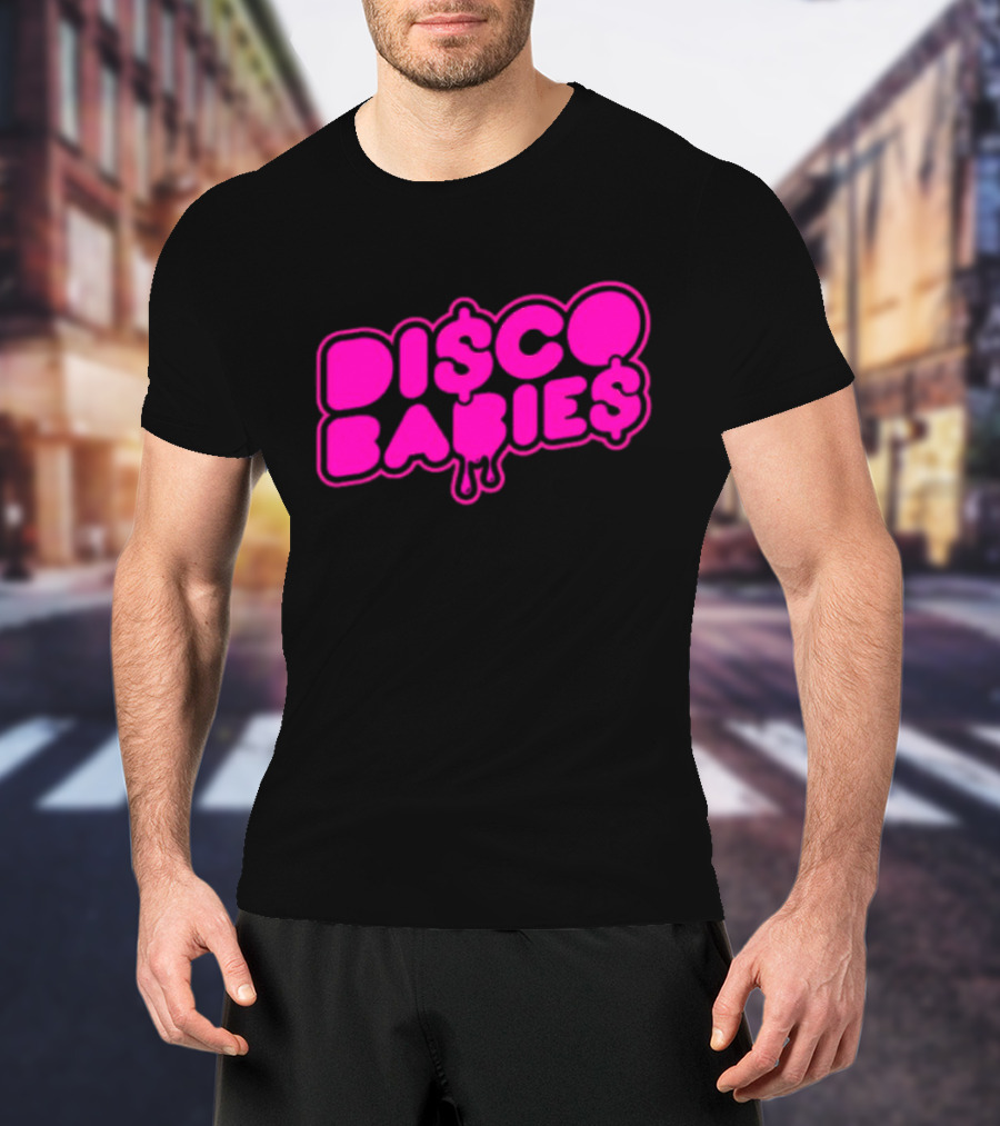 Disco Babies Neon Pink Dripping Dollar Sign Remix T-Shirt