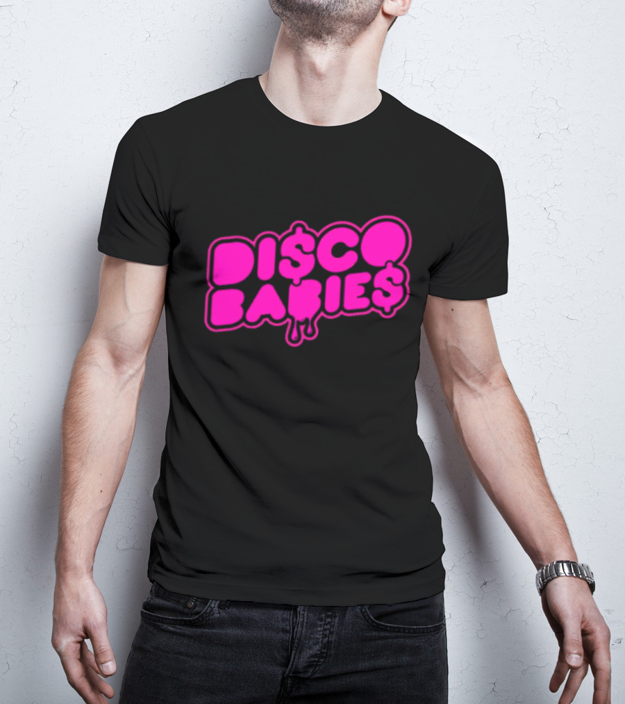Disco Babies Neon Pink Dripping Dollar Sign Remix T-Shirt