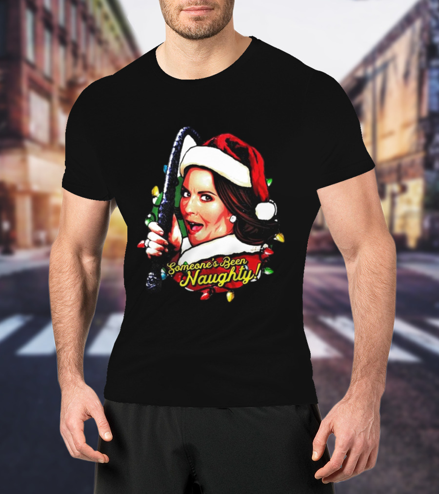 Karen Walker Someone’s Been Naughty Christmas Santa Whip Lights T-Shirt