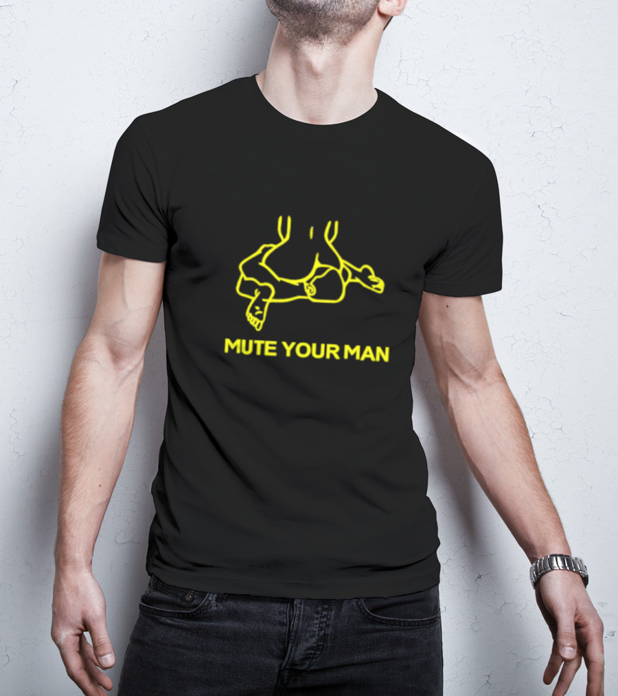 Mute Your Man Yellow Figure Outline T-Shirt