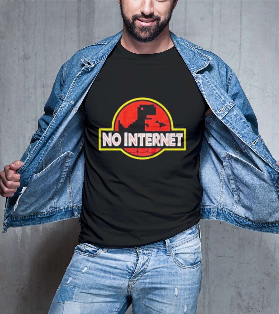No Internet Dinosaur Jurassic Park T-Shirt