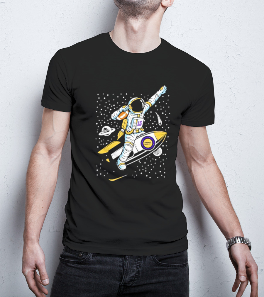 Phil Mackey Purple Daily Passtronaut Football Astronaut Galaxy Surfing 15 Space Adventure T-Shirt