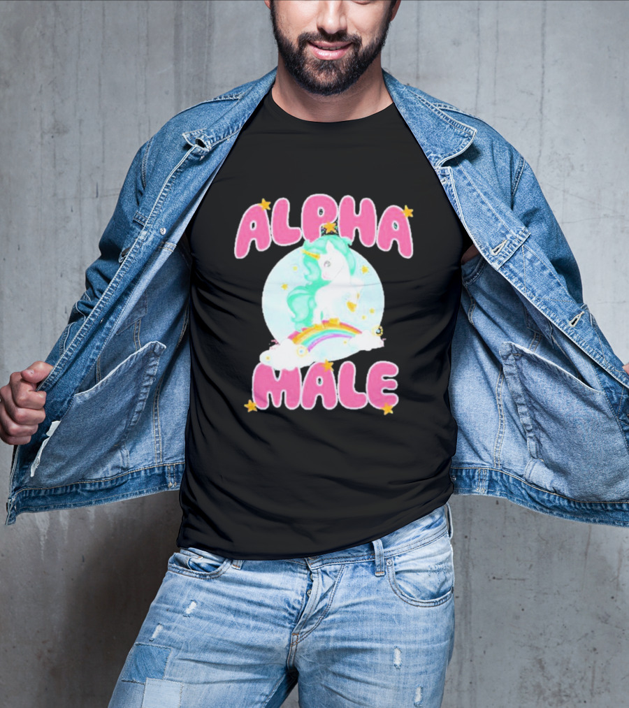 Alanalintao Alpha Male Unicorn Rainbow Stars T-Shirt