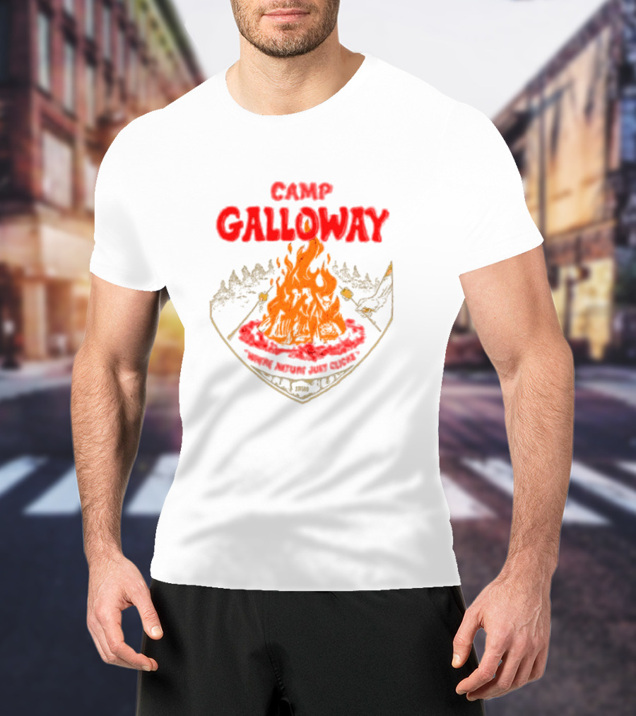 Camp Galloway When Nature Just Clicks 1985 Fire And Mountains T-Shirt