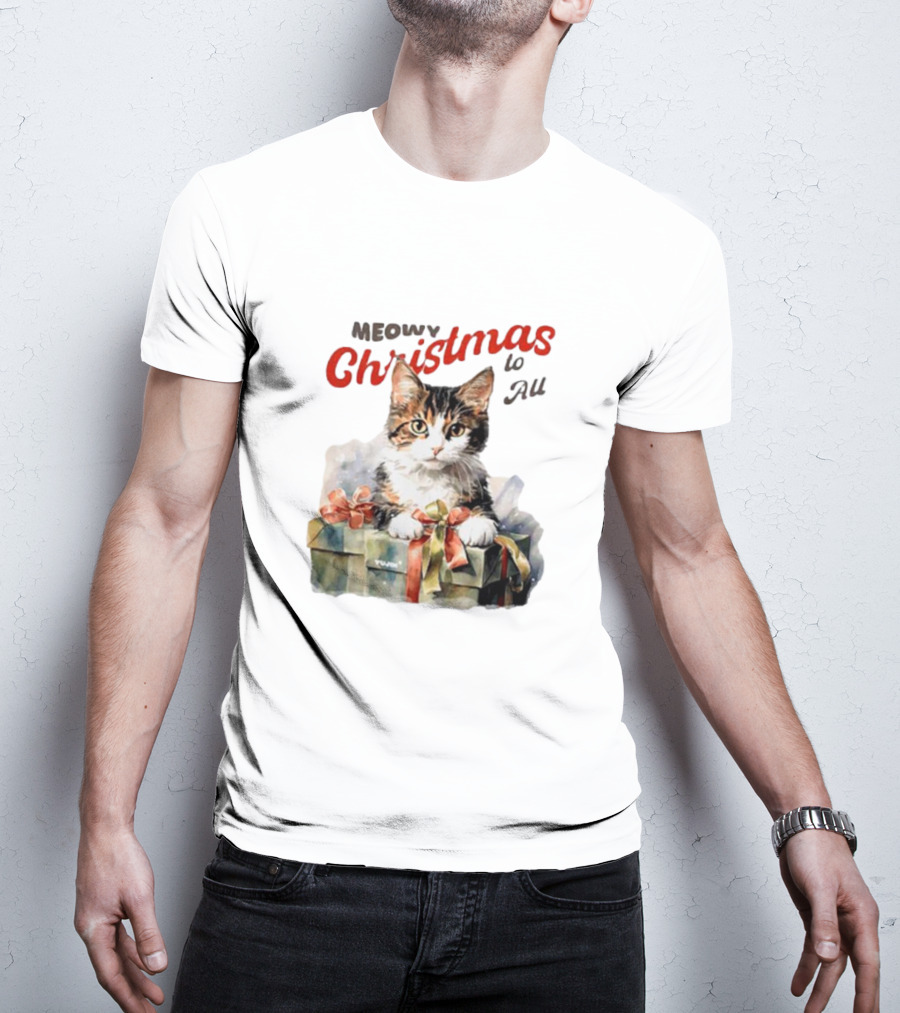 Meowy Christmas To All Cat In Gift Box T-Shirt
