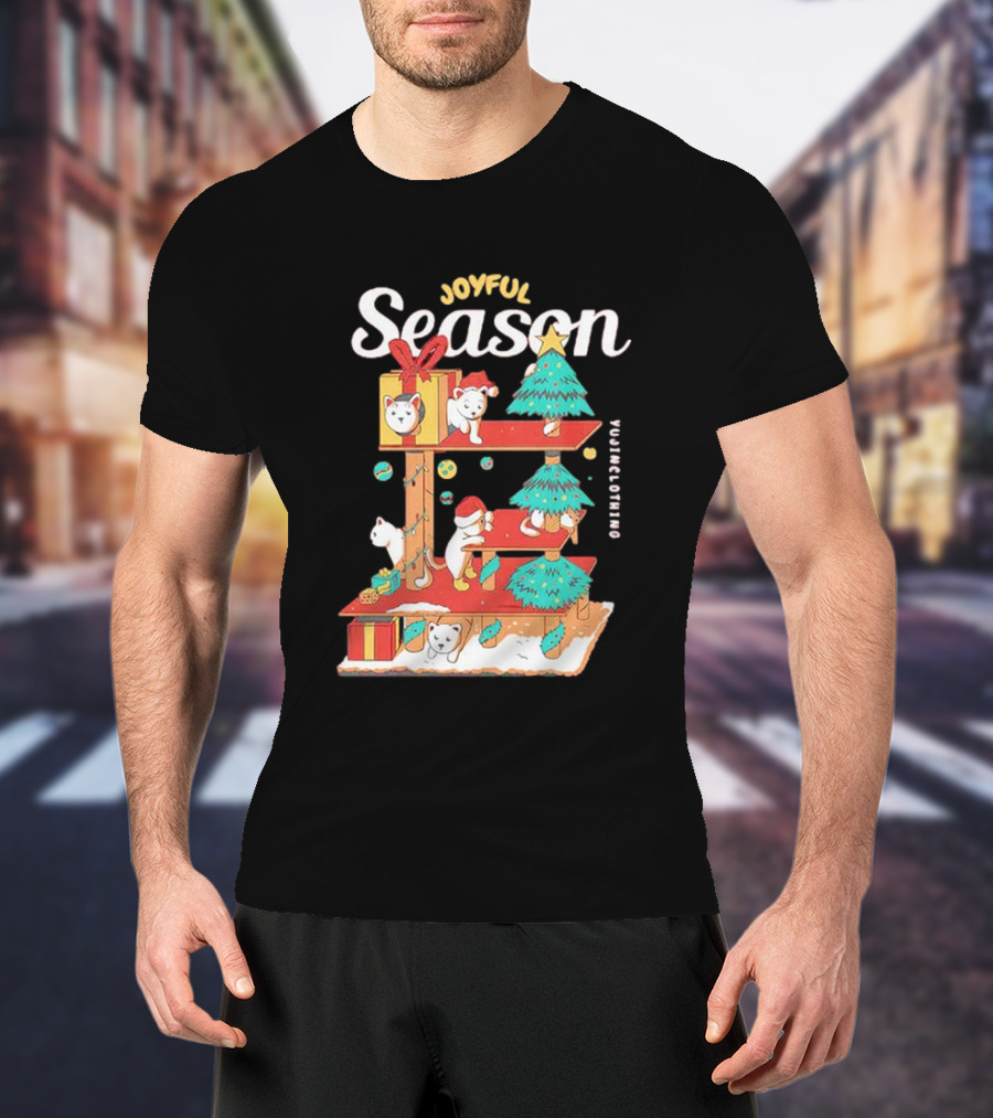 Joyful Season Merry Christmas Yujiinclothing Dog Tree T-Shirt