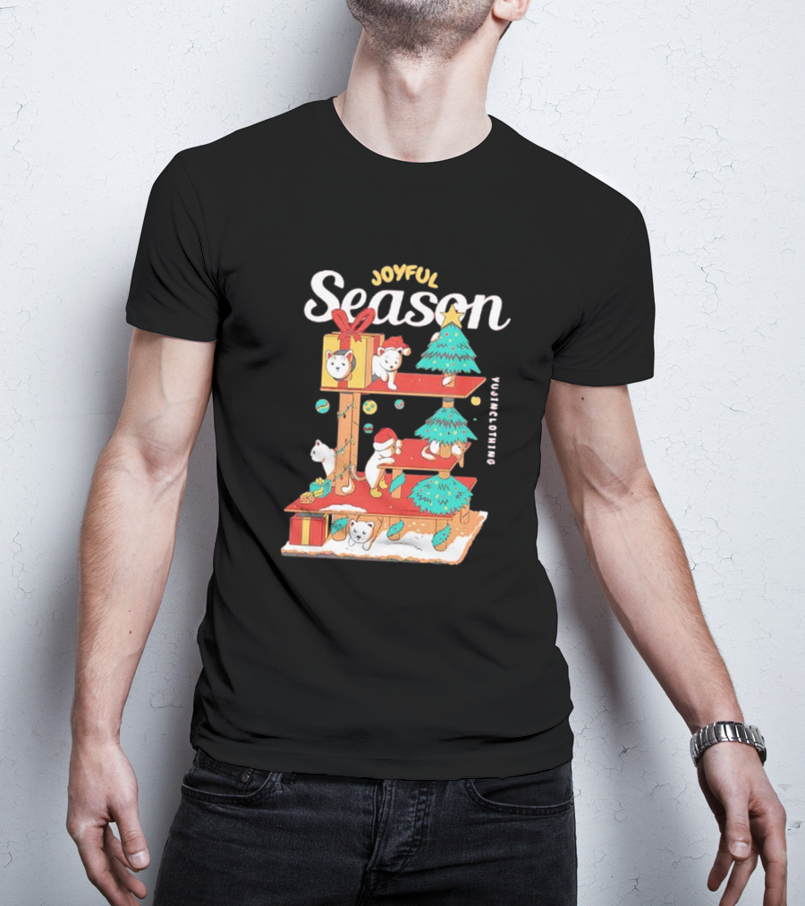 Joyful Season Merry Christmas Yujiinclothing Dog Tree T-Shirt