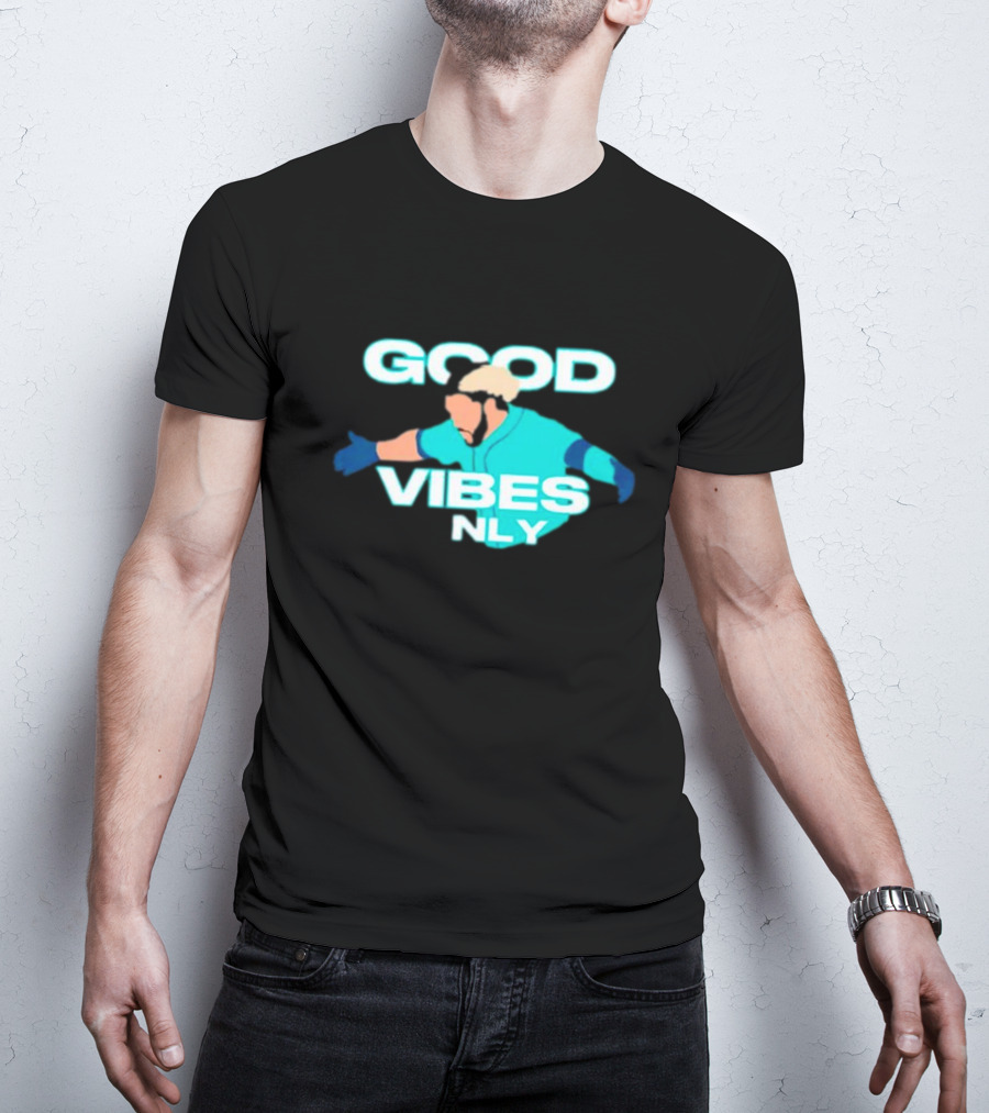Geno Suarez Good Vibes Only Baseball-Themed T-Shirt