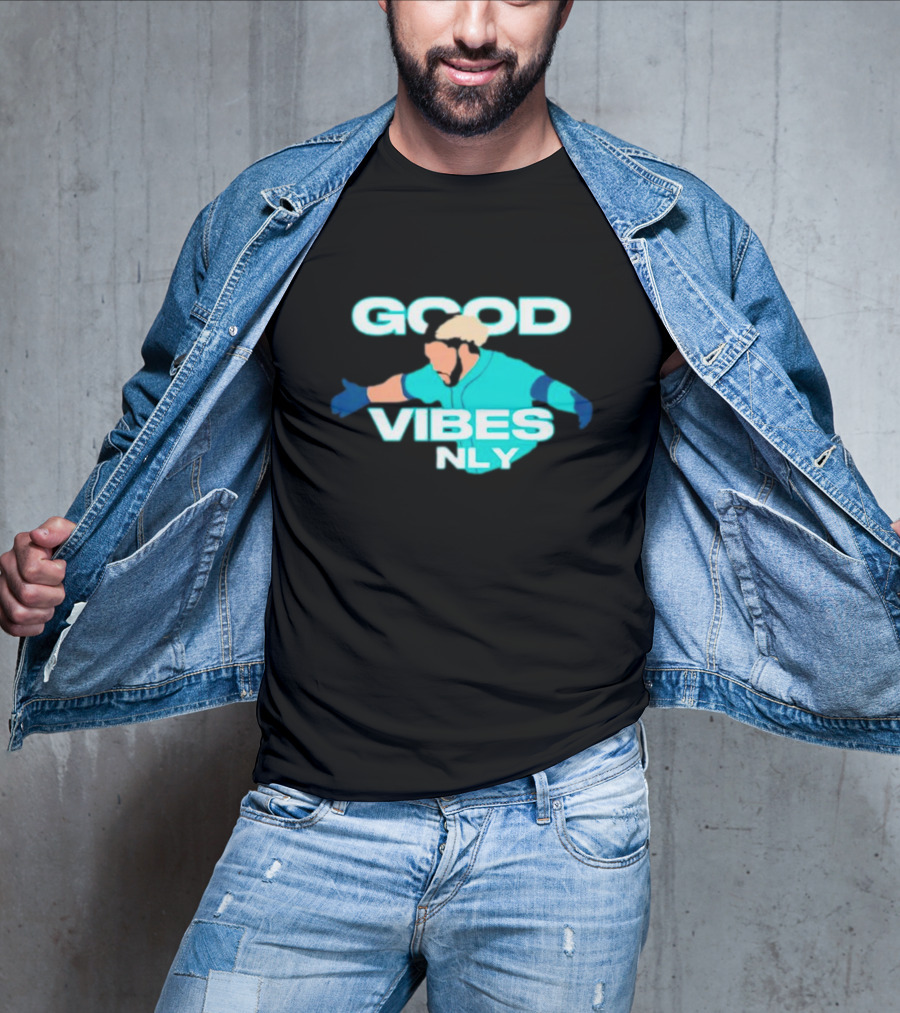 Geno Suarez Good Vibes Only Baseball-Themed T-Shirt