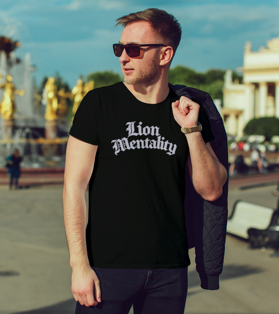 Lion Mentality Bold Gothic Text T-Shirt
