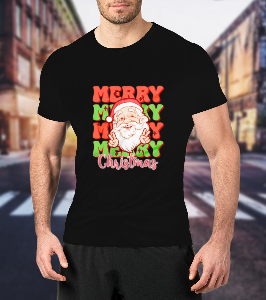Merry Merry Merry Merry Christmas Santa T-Shirt