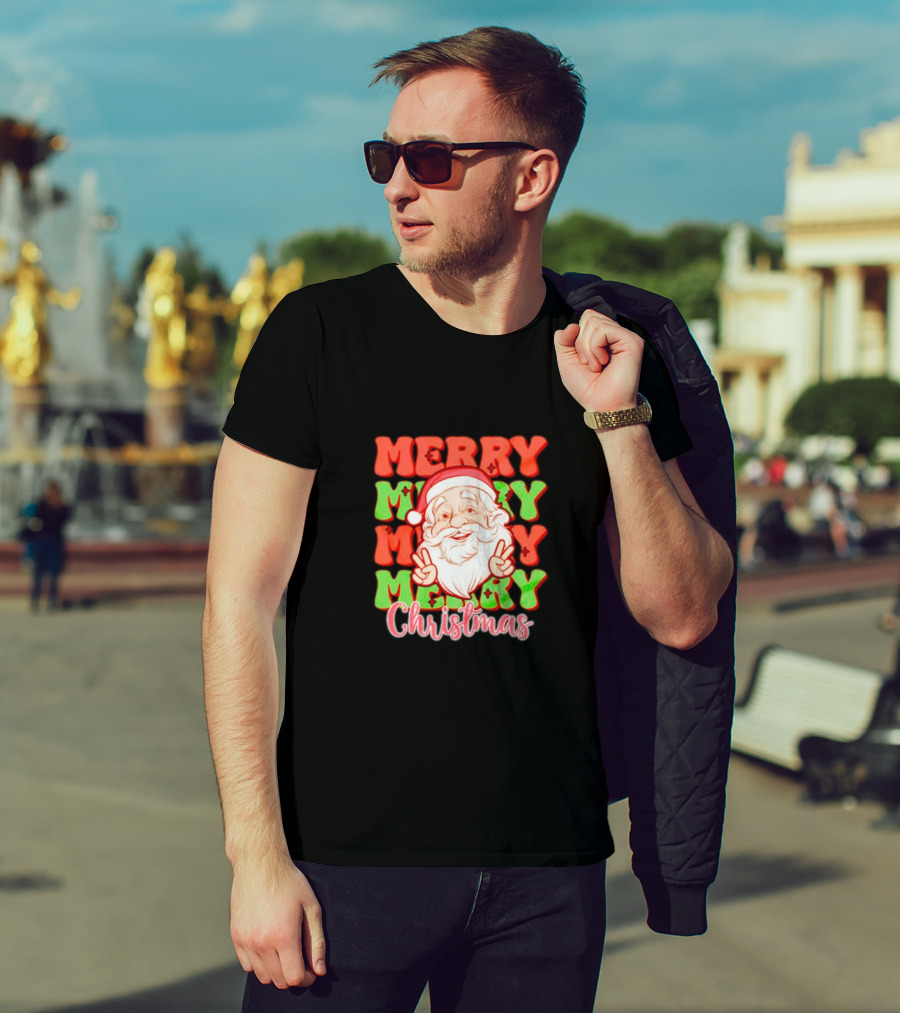 Merry Merry Merry Merry Christmas Santa T-Shirt