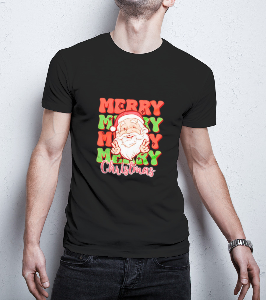 Merry Merry Merry Merry Christmas Santa T-Shirt