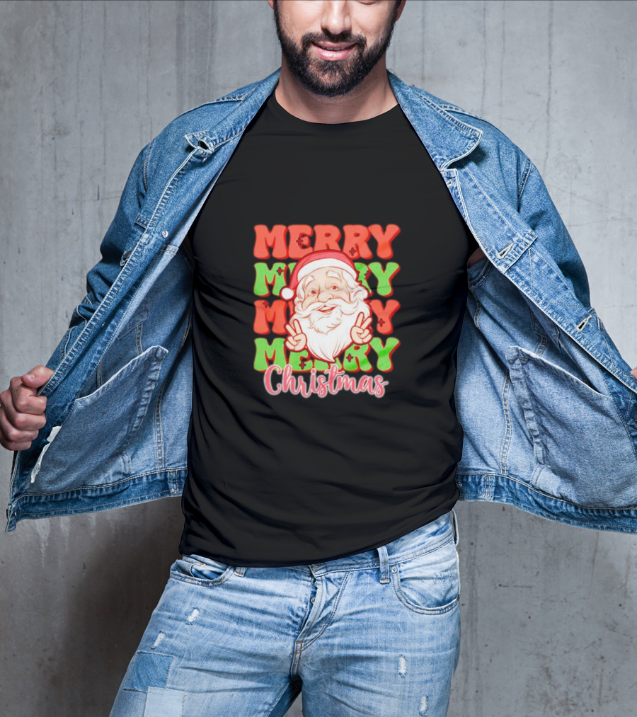 Merry Merry Merry Merry Christmas Santa T-Shirt