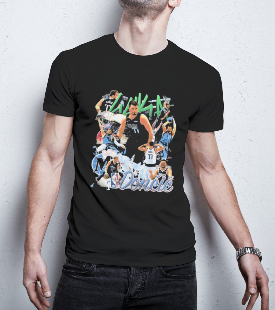 Luka Dončić NBA Mavericks 77 Action Collage T-Shirt