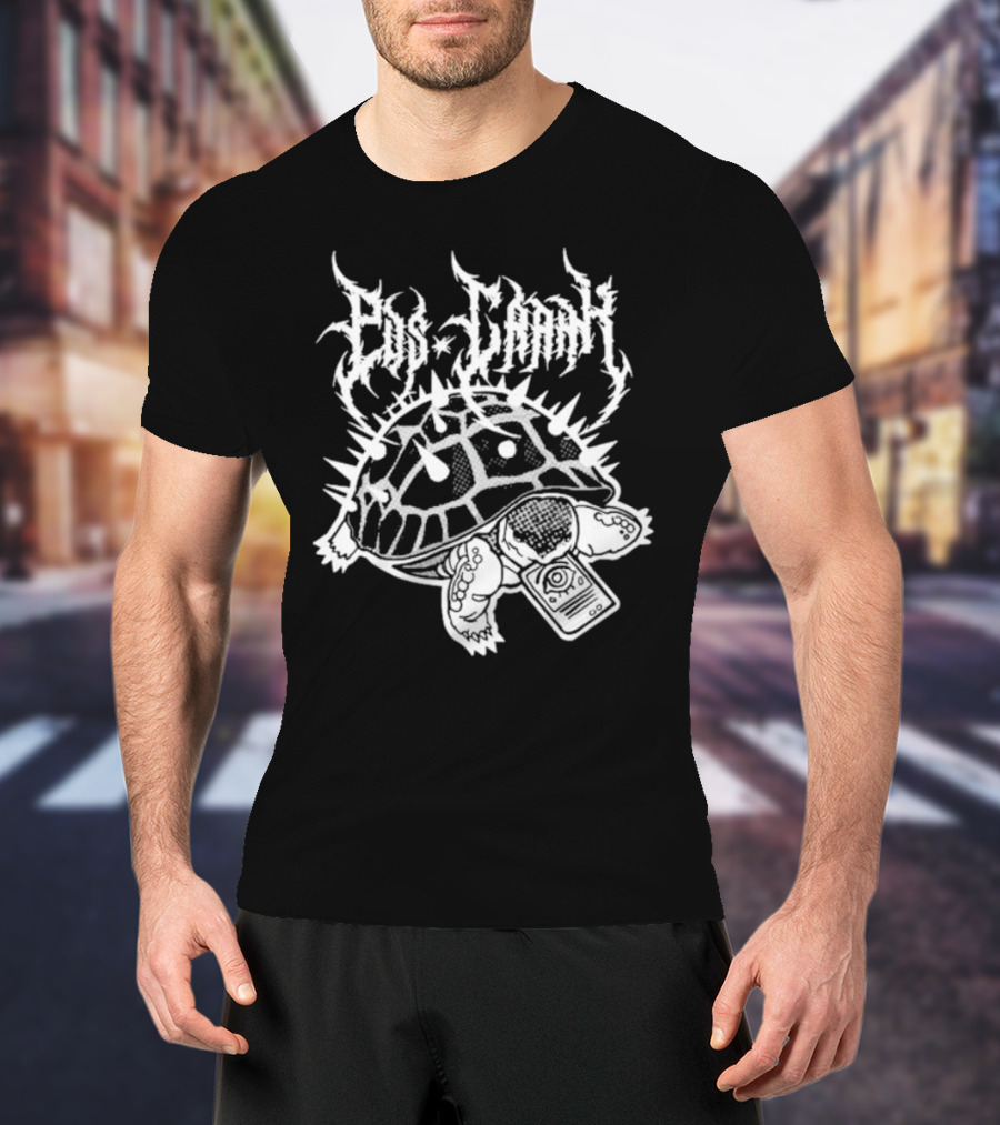 Pus Cran Heavy Metal Turtle With Spiky Shell And Saw Blade T-Shirt