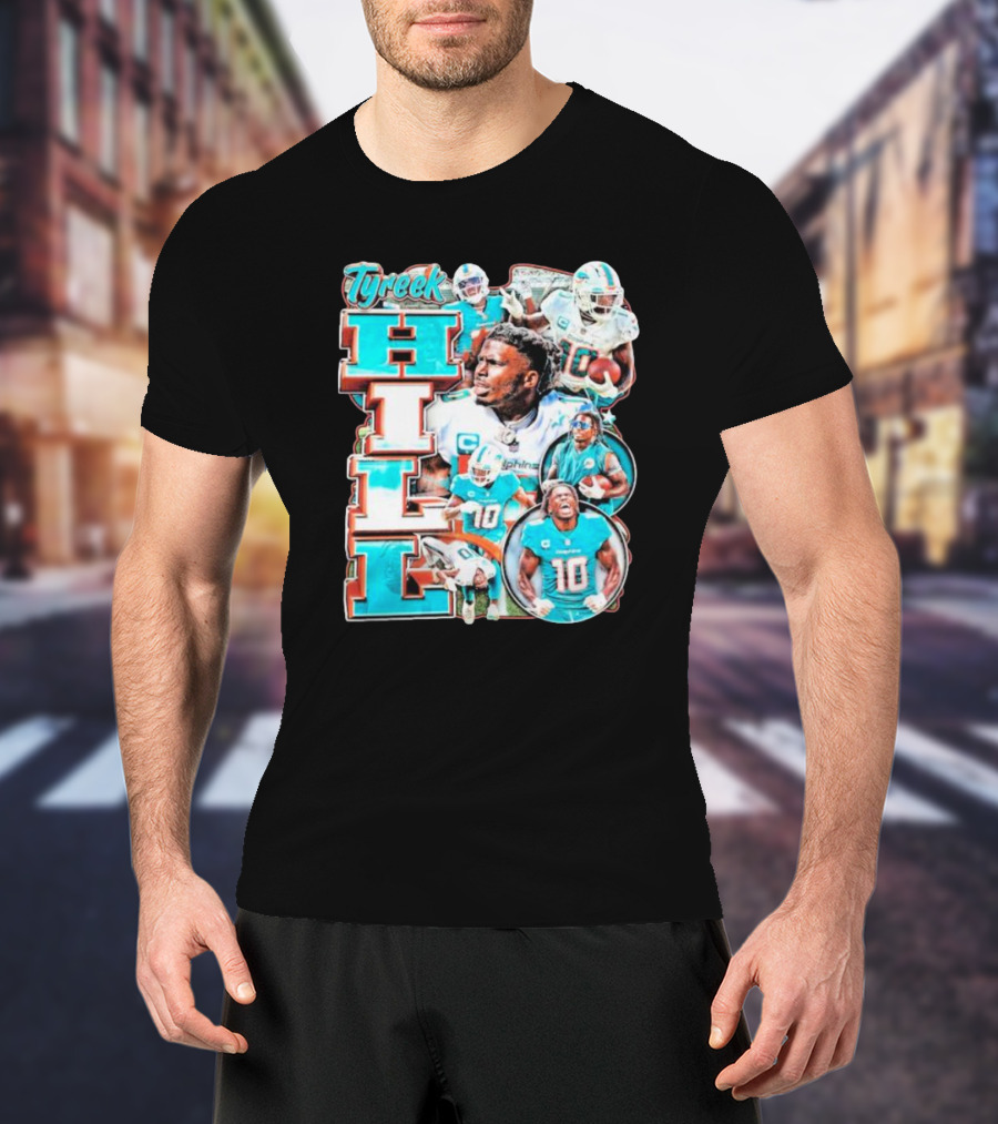 Tyreek Hill Miami Dolphins Football Player Collage T-Shirt