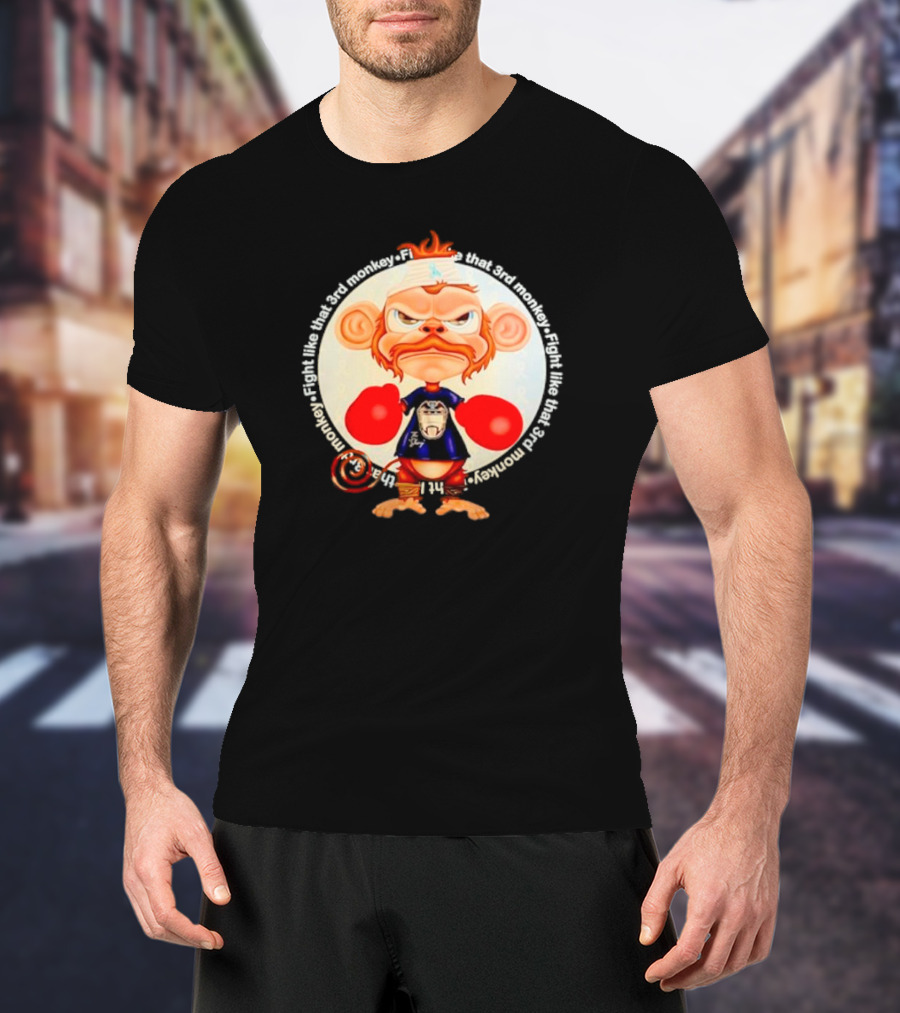 Fight Like That 3rd Monkey Angry Boxing Character With Red Gloves And Orange Hair T-Shirt