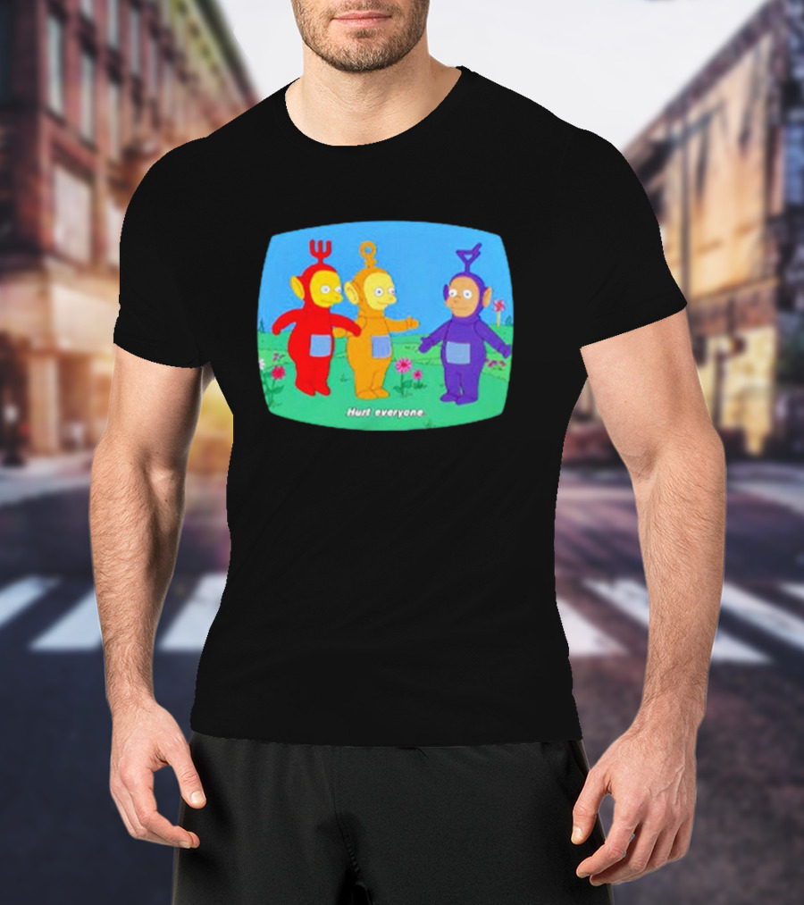 Teletubbies Meet The Simpsons Hurt Everyone Scene T-Shirt