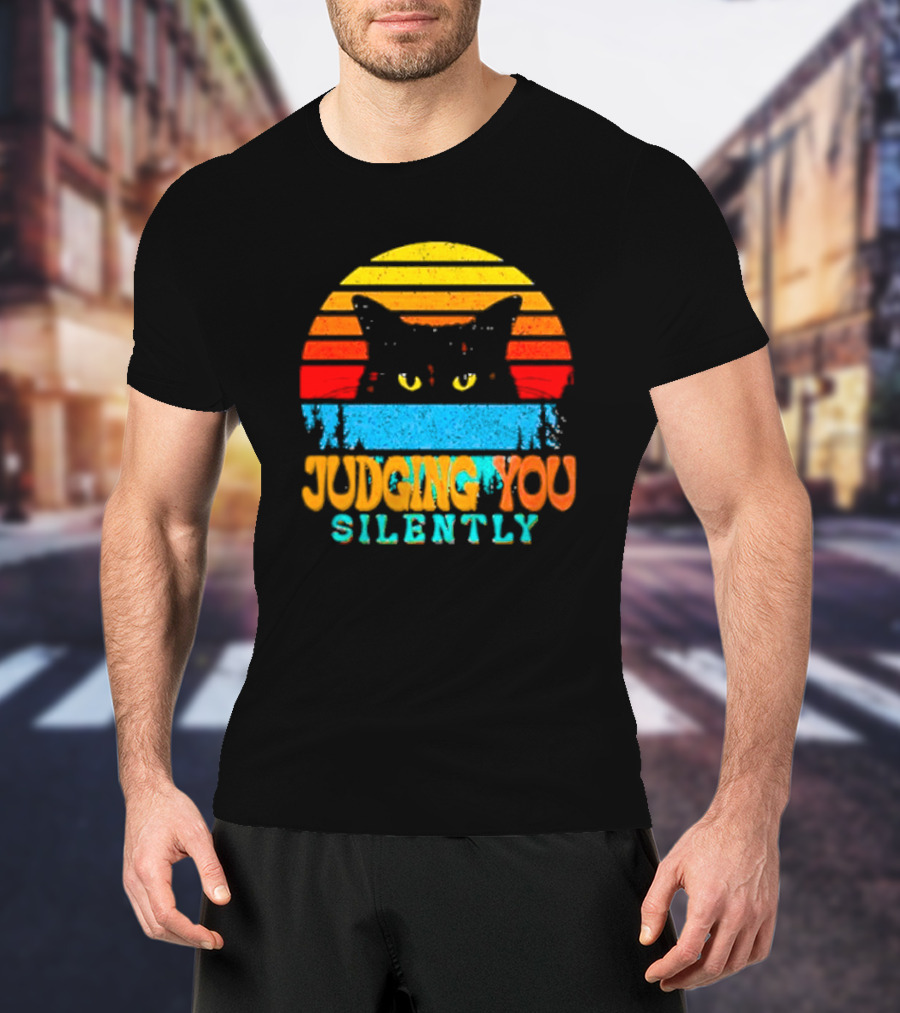 Judging You Silently Black Cat Vintage T-Shirt