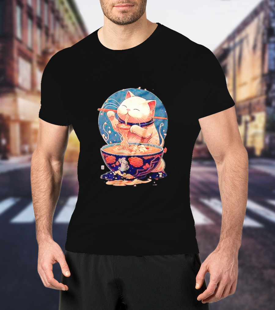 Kawaii Cat Noodle Delight Ramen Bowl T-Shirt