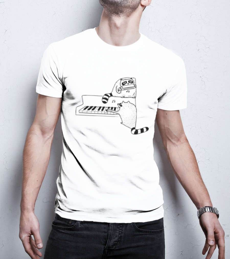 New York Nocturnal Musicians With Raccoons Playing Piano T-Shirt