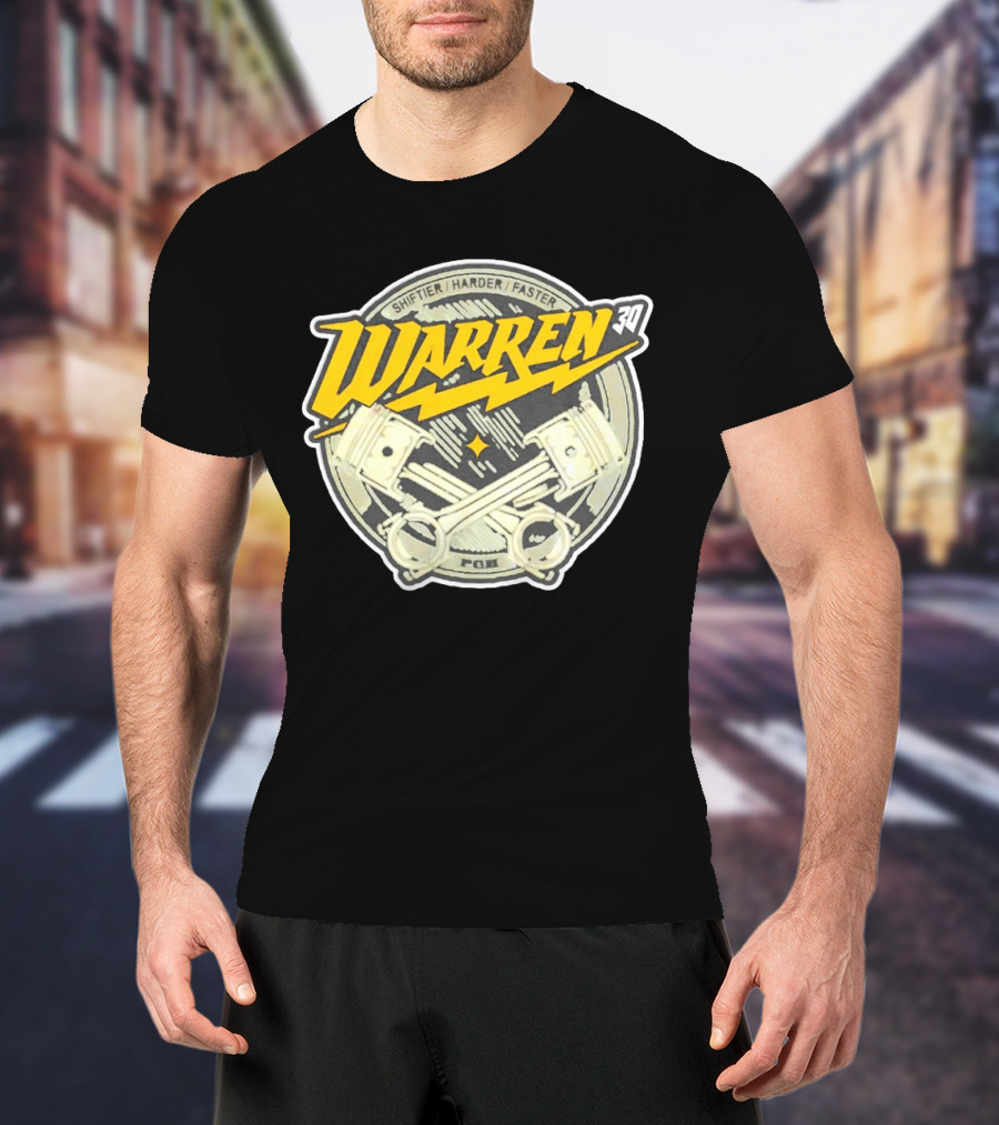 Shiftier Harder Faster Warren 30 Racing Pistons PMF T-Shirt