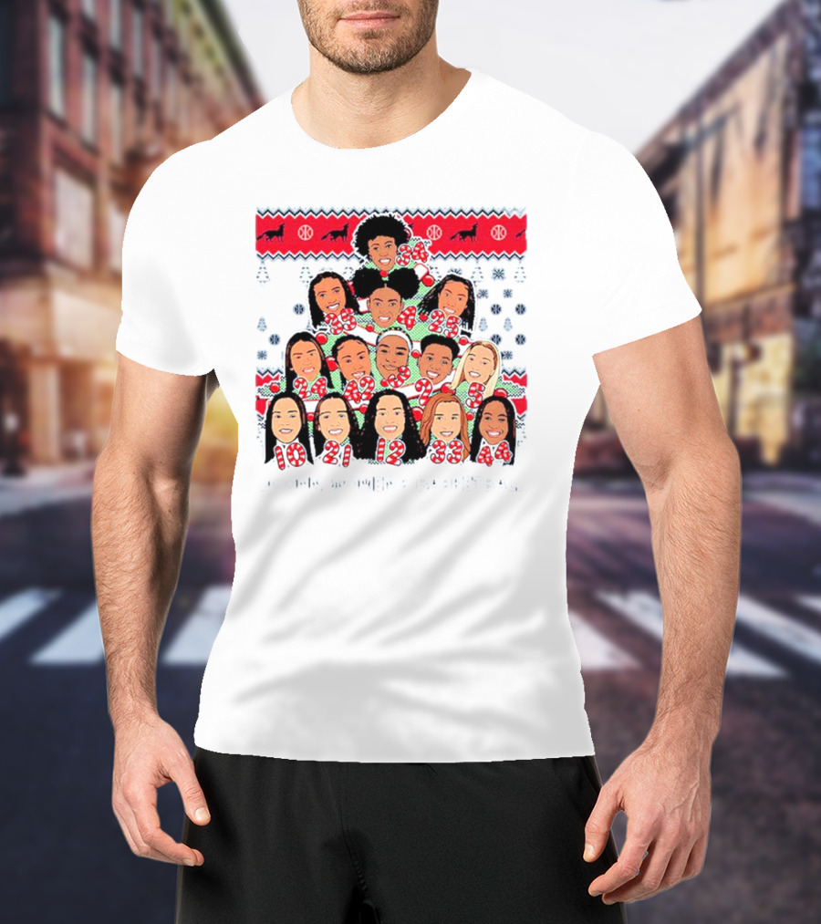 UConn Women's Basketball Player Caricatures Christmas T-Shirt