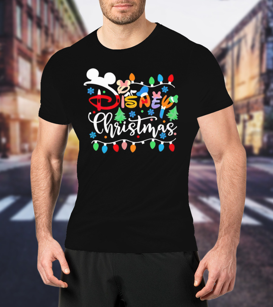 Disney Christmas Lights Festive Icons And Holiday Elements T-Shirt