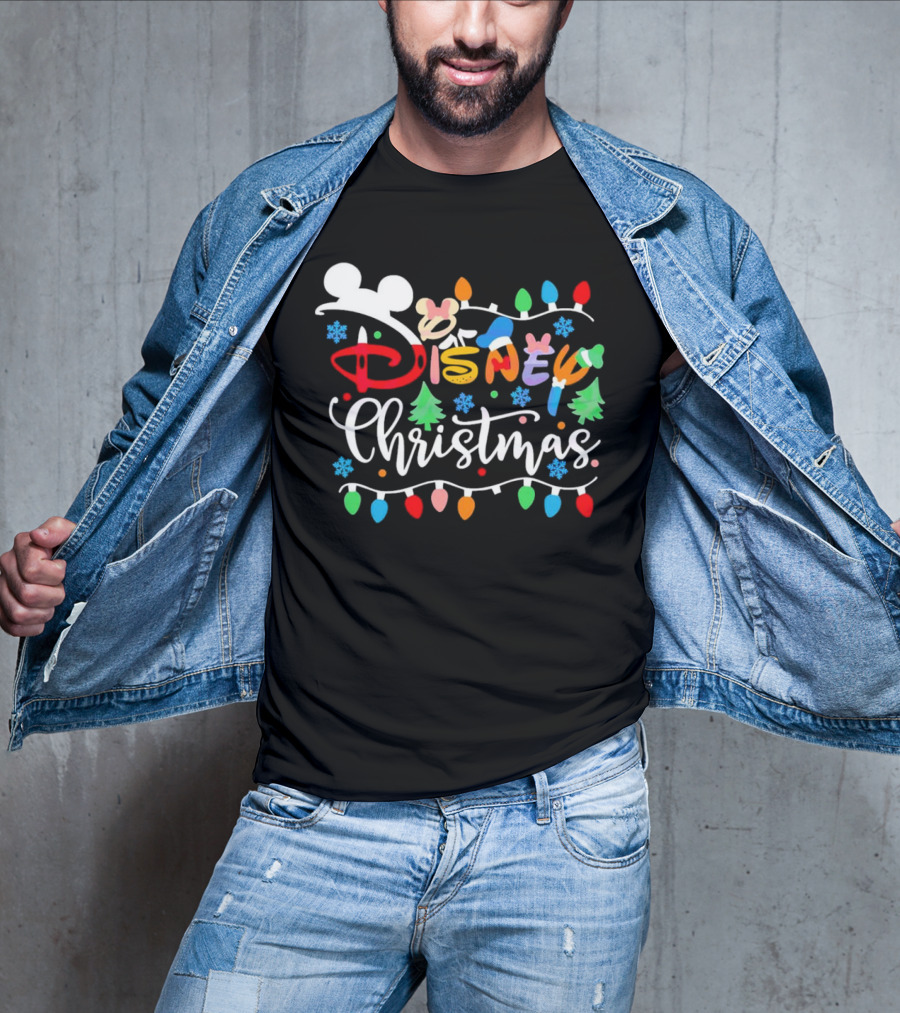 Disney Christmas Lights Festive Icons And Holiday Elements T-Shirt