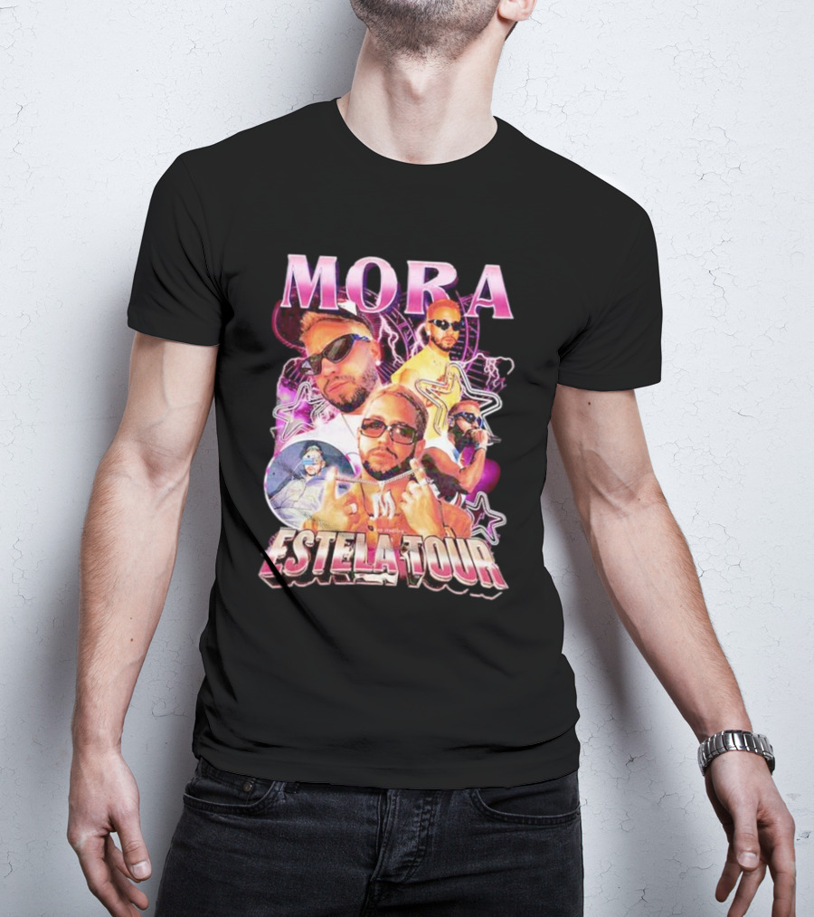 Mora Estela Tour Vibrant Star-Themed Montage Double Sided T-Shirt