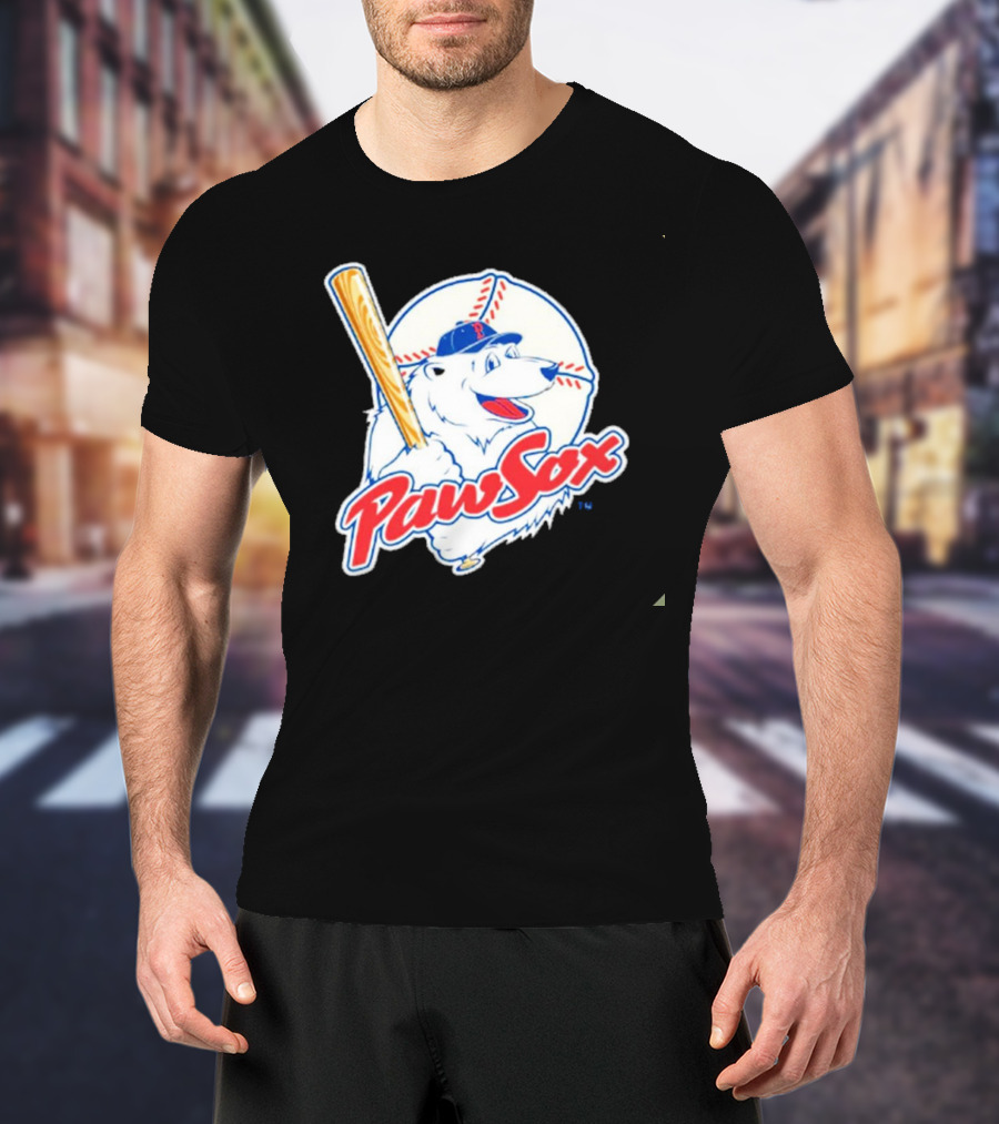 PawSox Polar Bear Baseball Bat Cap Red Socks T-Shirt
