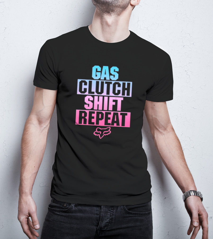 Gas Clutch Shift Repeat Fox Racing Logo T-Shirt