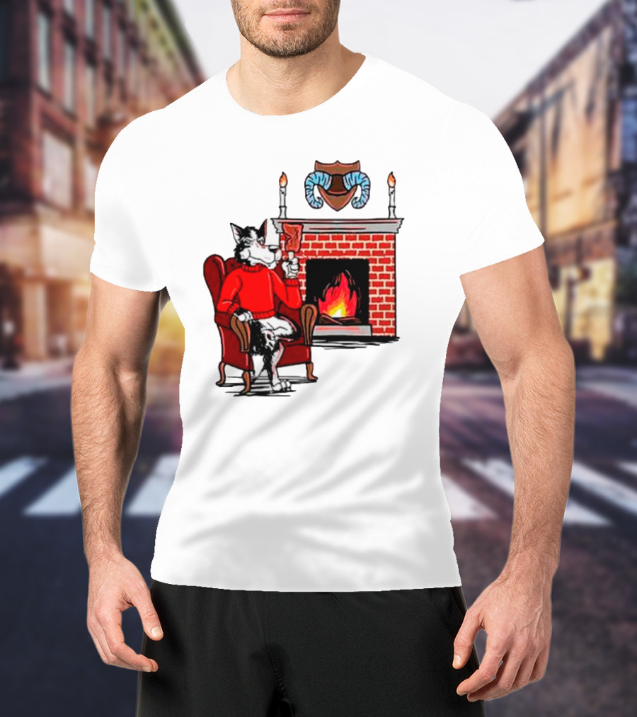 NC State Wolfpack Relaxing By Fireplace Victory Scene T-Shirt