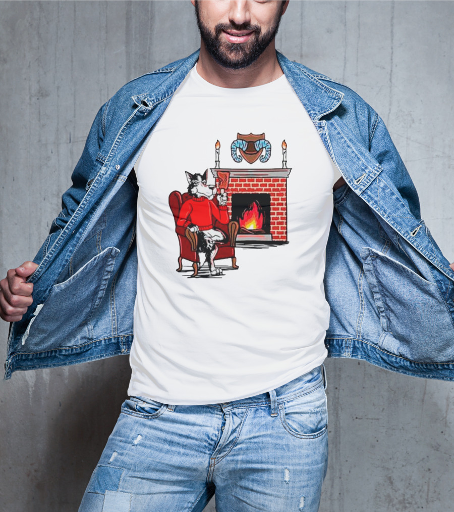 NC State Wolfpack Relaxing By Fireplace Victory Scene T-Shirt
