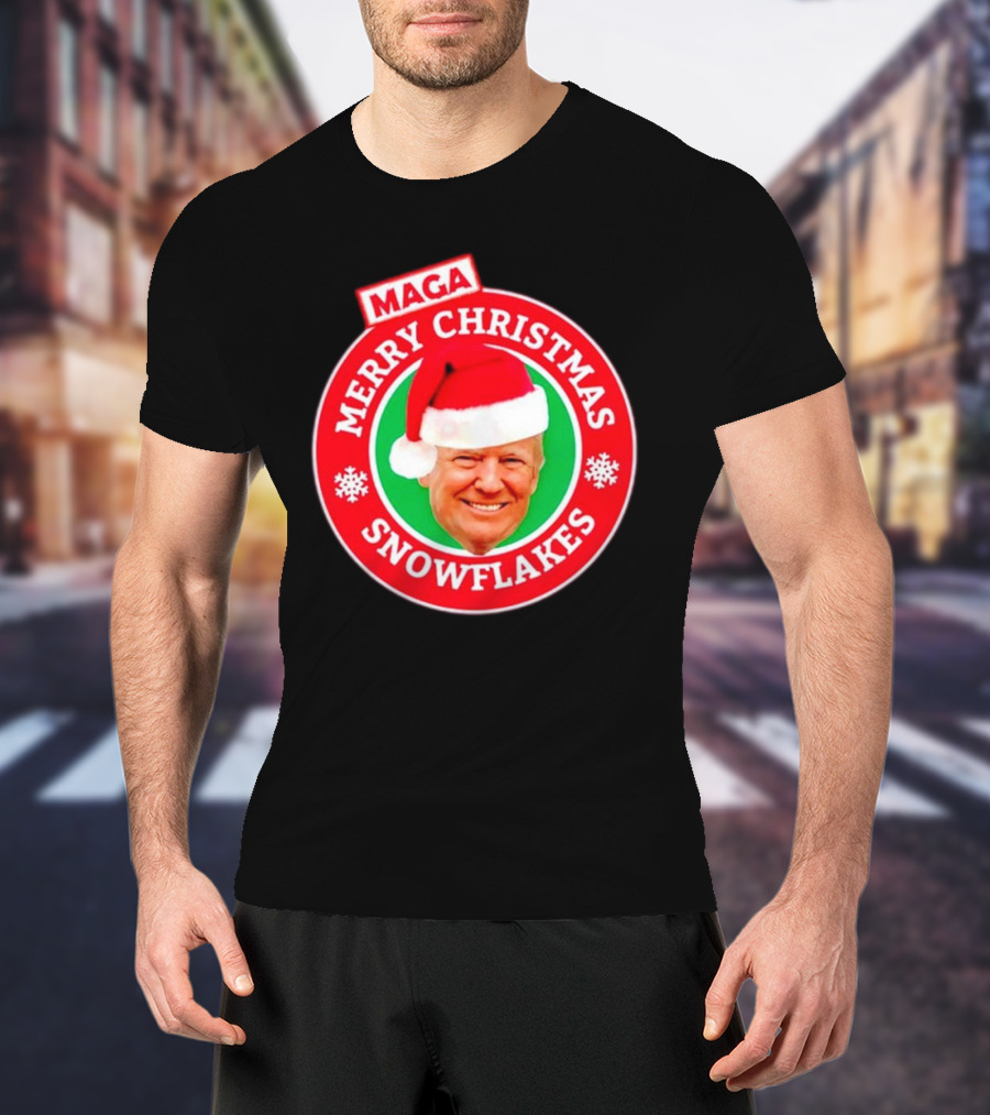 MAGA Merry Christmas Snowflakes Donald Trump Santa T-Shirt