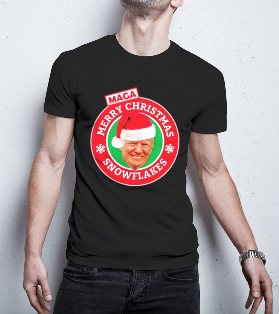 MAGA Merry Christmas Snowflakes Donald Trump Santa T-Shirt