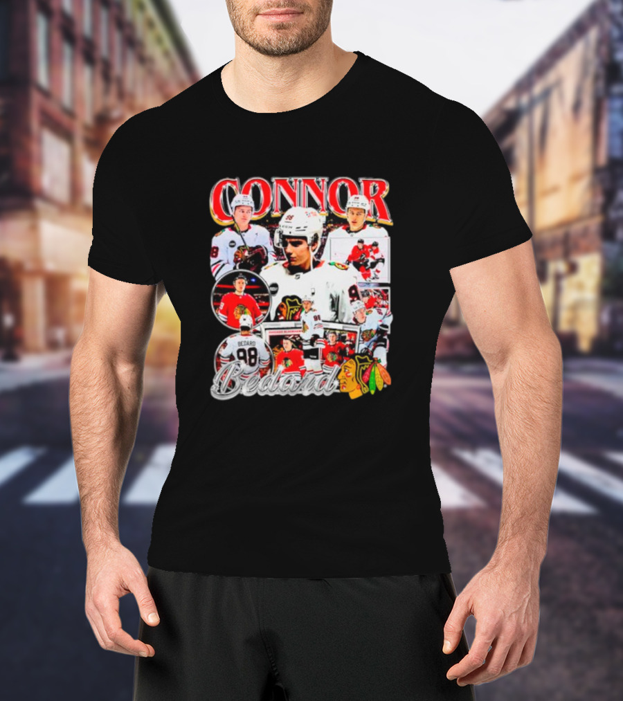 Connor Bedard Chicago Blackhawks NHL Player Collage T-Shirt