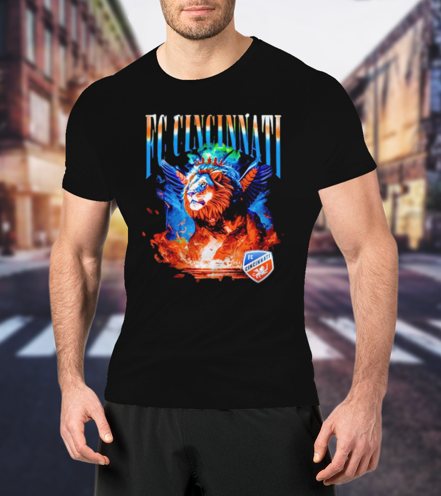 FC Cincinnati Winged Lion Fiery Crest T-Shirt