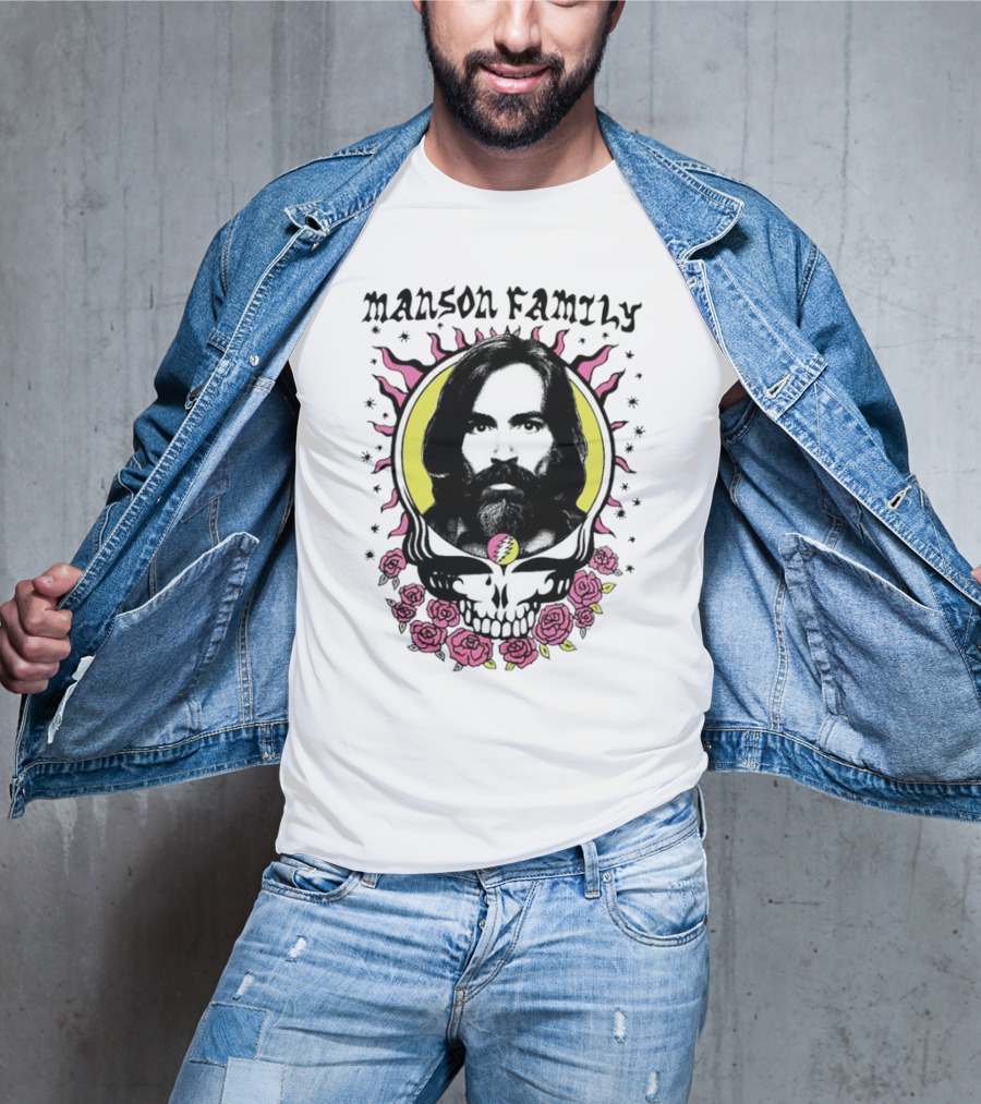 Manson Family Skull Roses Artwork With Grateful Dead T-Shirt