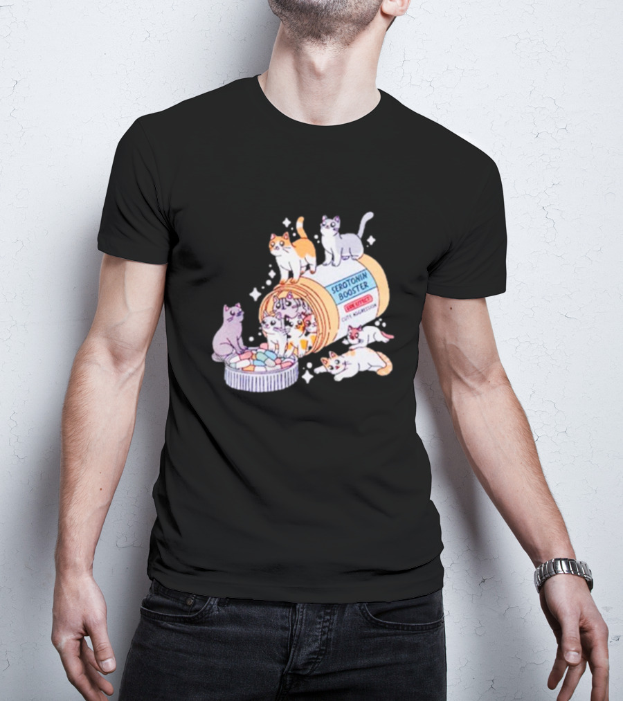 Serotonin Booster Cats Cute Antidepressant Kittens Happiness T-Shirt