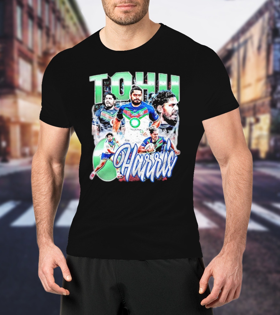 Tohu Harris New Zealand Warriors Rugby Action Collage T-Shirt