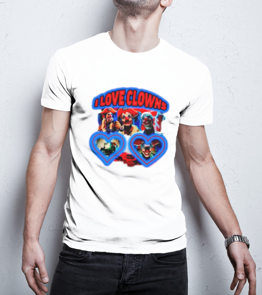 I Love Clowns Colorful Heart Faces T-Shirt