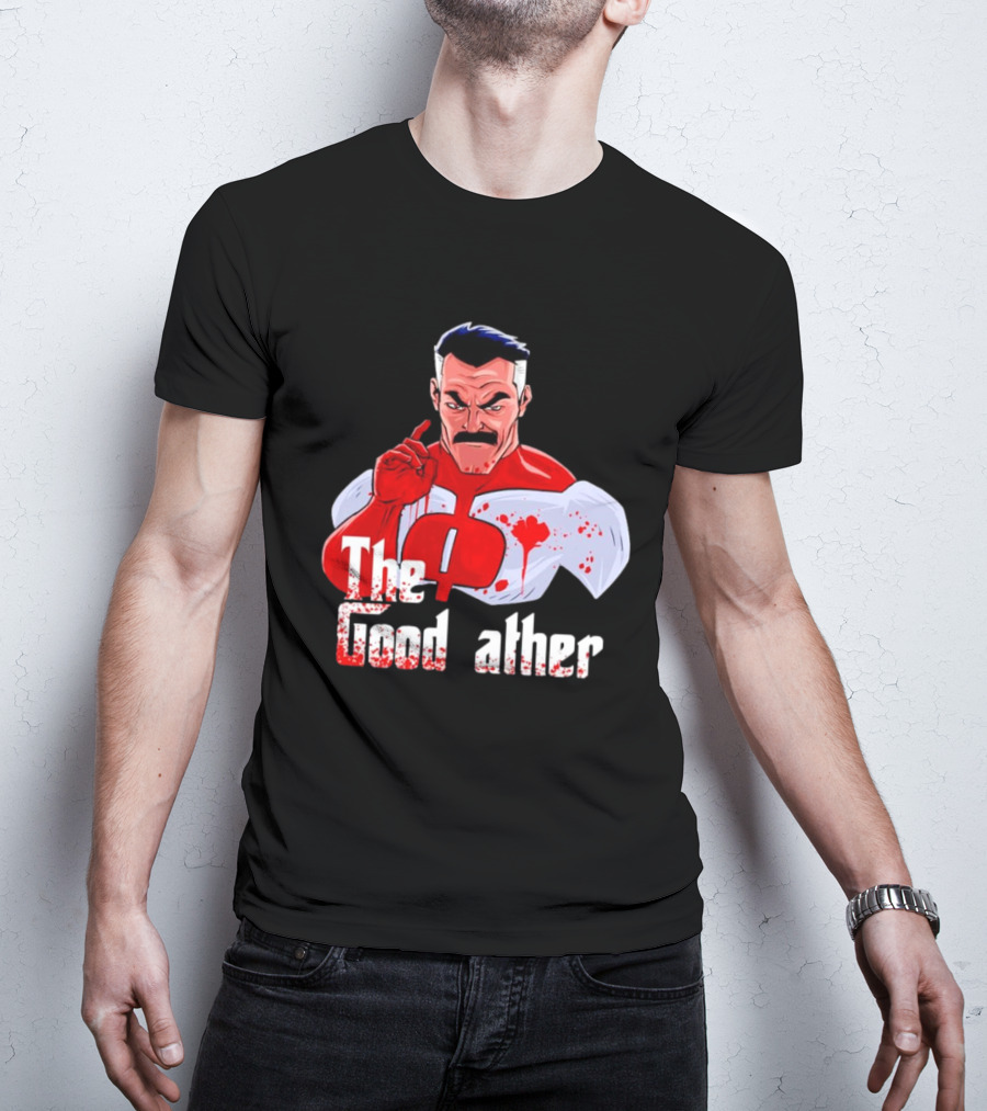 Omni Dad The Good Father Superhero Parody Red And White Costume T-Shirt